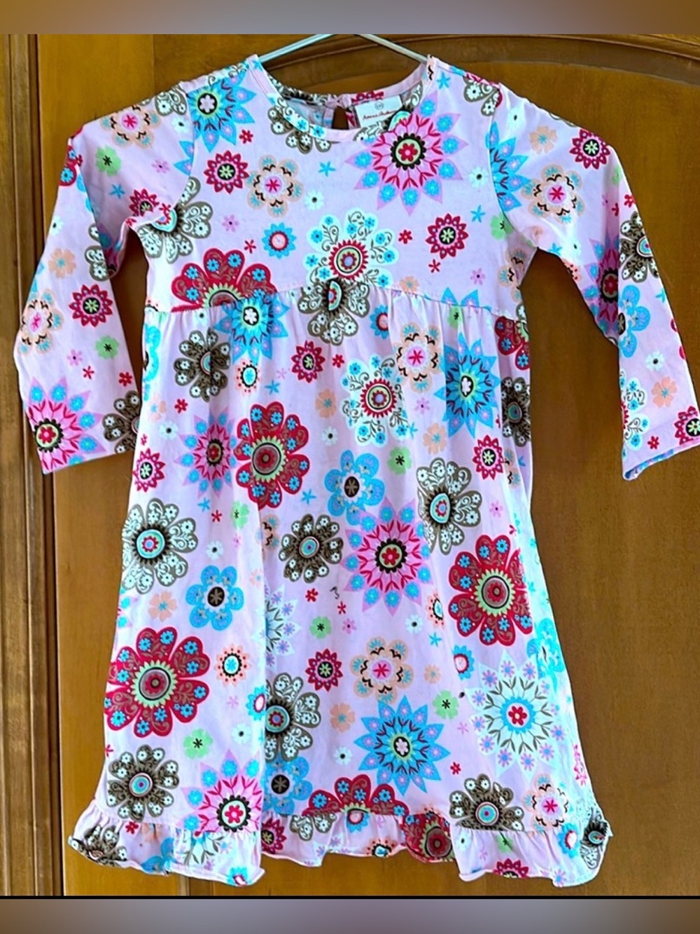 Hanna Andersson Knit Mod Flower & Rainbow Striped Play Dress Size 5